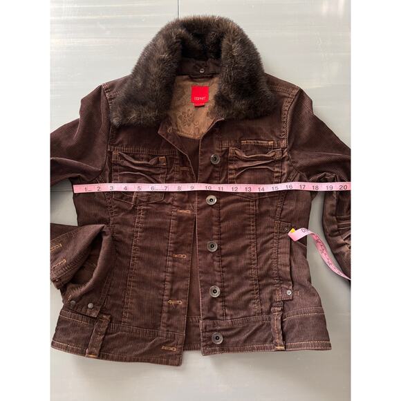 Esprit Corduroy Jacket Faux Fur Brown XS Womens - Picture 5 of 8